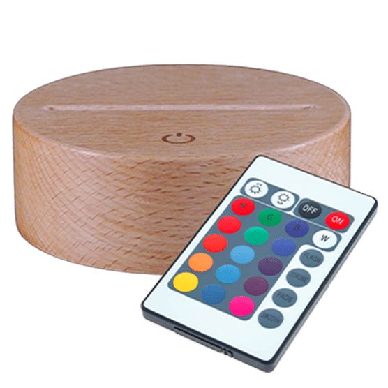 Base rotonda in legno massiccio LED 7 colori tattile (23€)