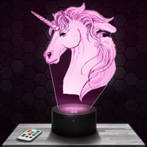 Lampe 3D Licorne avec socle au choix !