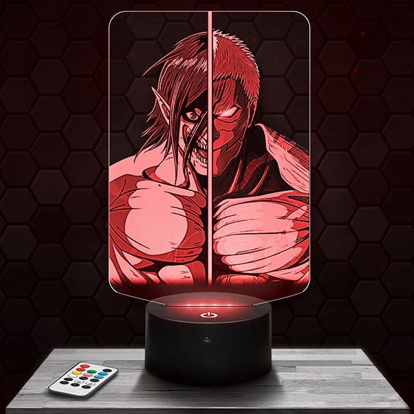 lampe-3d-attaque-des-titans-assaillant-vs-cuirassé Lampe 3D L'attaque des Titans - Assaillant vs Cuirassé avec socle au choix !