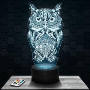Lampe 3D Chouette avec socle au choix !