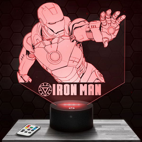 lampe-3d-iron-man Lampe 3D Iron man avec socle au choix !