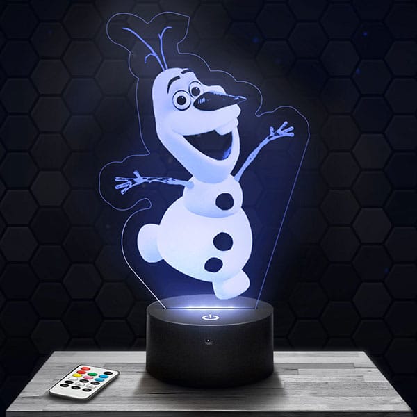 lampe-3d-la-reine-des-neiges-olaf Lampe 3D Olaf avec socle au choix !