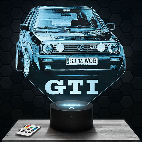 lampe-3d-volkswagen-golf-gti Lampe 3D Volkswagen Golf GTI avec socle au choix !